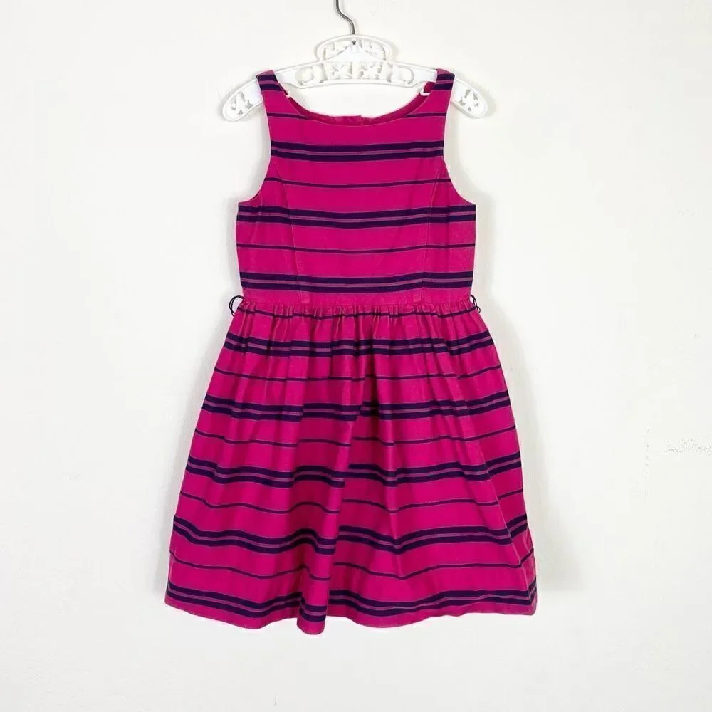Girl’s Size 5 Polo Ralph Lauren Hot Pink & Navy Striped Button Back A Line Dress